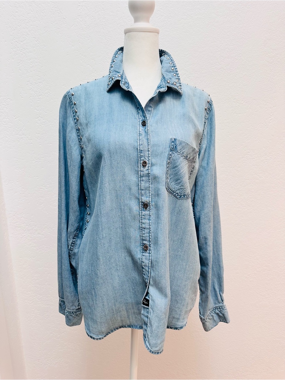 Rails Ingrid Medium Vintage Denim Shirt with Silver Studs